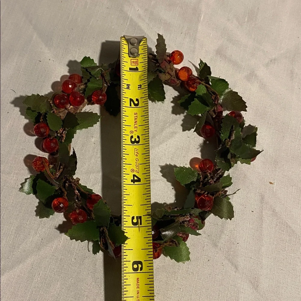 Festive Red Berry and Green Leaf candle holder